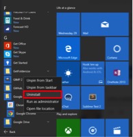 Windows 10 uninstall app